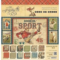 Graphic 45 Good Ol’ Sport 12x12 Collection – Vintage sportpapier voor stoere creatieve projecten