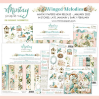 Mintay Papers Winged Melodies – Designpapier met Vogels, Bloemen en Romantische Natuur