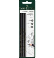 PITT Houtskoolpotloden (3 stuks) &ndash; Blisterset soft, medium &amp; hard