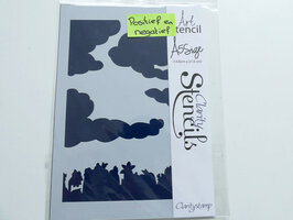 Clarity Stencil &ndash; Clouds and Flowers (A5)