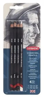 Derwent mixed media houtskool set 4 stuks