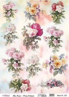 Cadence Rijst Decoupagepapier 273 30x42 cm &ndash; Rozen Aquarel