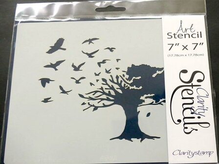 Clarity stencil BIRD TREE 7