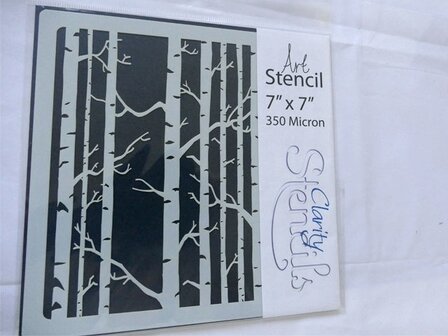 Clarity stencil BIRCH TREES 7" X 7"13