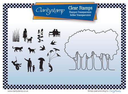 Clarity Stamp Grove Trees Outline Stempelset + Mask