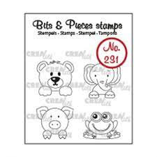 Crealies Stampzz Mini Dierenstempels &ndash; Bea, Pig, Frog &amp; Elephant