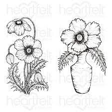 Heartfelt Creations Wild Poppy Bouquet cling stamp set