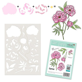polka doodles cfreative stencil peony bloom