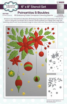 Creative Expressions Colouring Stencil &ndash; Poinsettias &amp; Baubles (6"x8")