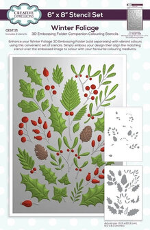 Creative Expressions Colouring Stencil &ndash; Winter Foliage (6"x8") &ndash; 2-delige set