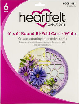 6"x6" Round Bi-Fold Card White &ndash; ronde vouwkaart met drie overlappende panelen