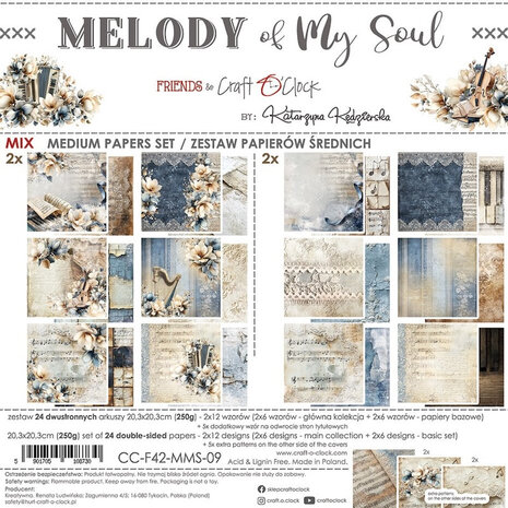  craft o clock  &ndash; Melody of My Soul 8x8" Mix Media Paper Set