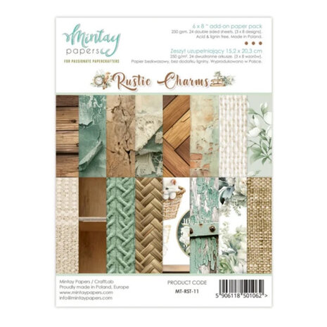 RUSTIC CHARMS 6X8&rdquo;, &ndash; MINTAY PAPER PAD MET WARME, RUSTIEKE UITSTRALING