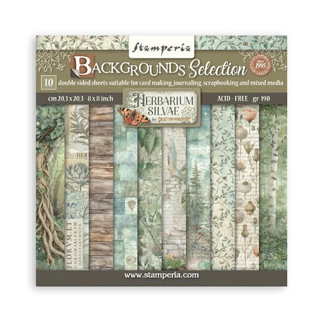 Stamperia Herbarium Silvae &ndash; 8x8 Maxi Backgrounds Paper Pack