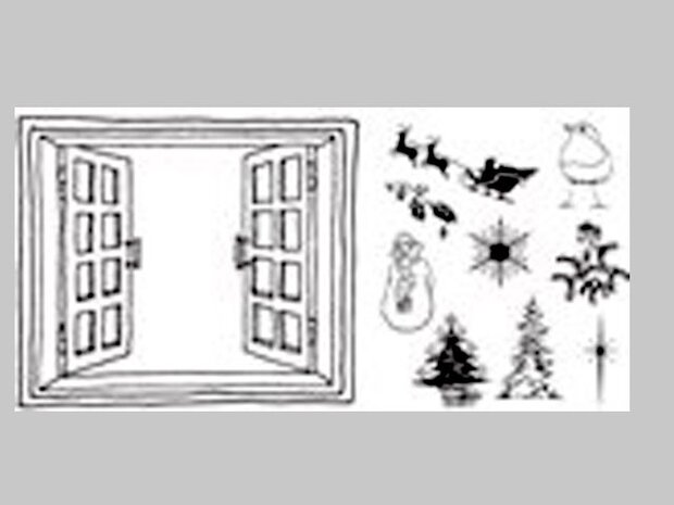 Clarity stamp Christmas mini set , window stempelset plus mask 26