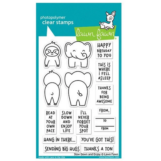 Lawn Fawn Slow Down and Enjoy bundel kopen &ndash; stempel + snijmal met relaxte vibes