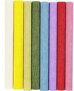 Crêpepapier Basistinten – 8 vellen van 25x60 cm voor elk bloemenproject