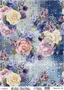 Cadence Rijst Decoupagepapier 738 30x42 cm – Blauwe Flora