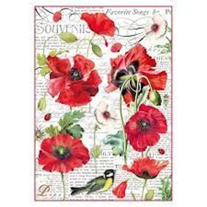 Stamperia Rijstpapier A4 – Klaprozen