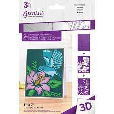 Gemini 3D Embossingfolder – Hummingbird (5x7") + 2 Stencils