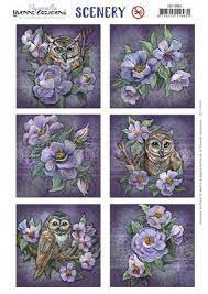 Yvonne Creations Knipvel – Aquarelle Owls and Flowers Square