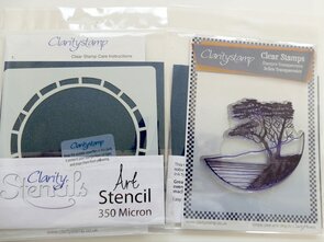 Clarity stamp lone cypress stempelset plus frame stencil