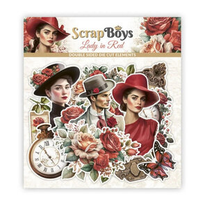 ScrapBoys Lady in Red Double Sided Die Cut Elements