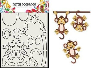 Dutch Doobadoo card stencil aapjes