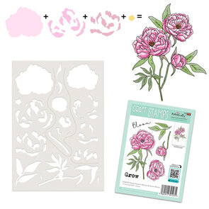 polka doodles cfreative stencil peony bloom
