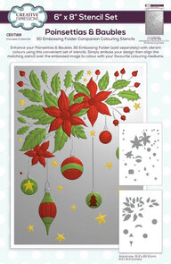 Creative Expressions Colouring Stencil – Poinsettias & Baubles (6"x8")