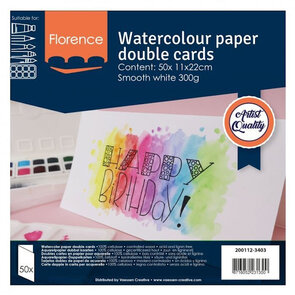 Florence watercolour paper double cards 11 x 22 cm