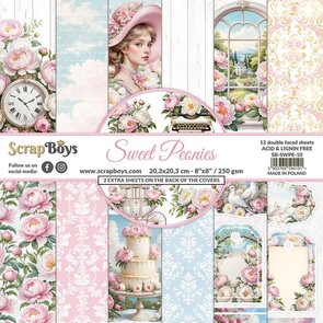ScrapBoys Paperpad 8x8 - Sweet Peonies
