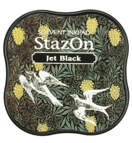 StazOn stempelinkt midi Jet Black – watervaste inkt voor gladde ondergronden