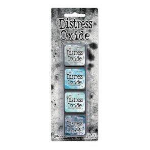 Distress Oxide Mini Ink Pads Set – Iced Spruce, Broken China, Salvaged Patina & Uncharted Mariner