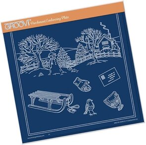 Clarity Groovi Parchment Embossing Plate Winter Scene Cat kopen | Pergamano embossingplaat