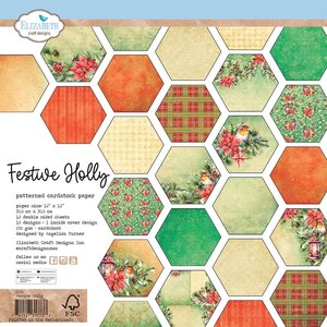  Paper Pad 12x12" - Festive Holly - Elizabeth Craft Design 