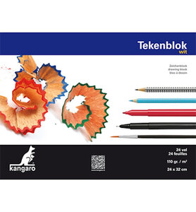 Tekenblok Kangaro A4+ | 24x32 cm – 110gr | 24 vellen | Eenzijdig gelijmd