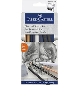 7-delige schetsset met houtskool & pastel