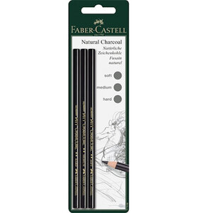 PITT Houtskoolpotloden (3 stuks) – Blisterset soft, medium & hard