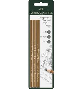 PITT Koolstift Set (3 stuks) – Soft, Medium & Hard | Vetvrij & diepzwart