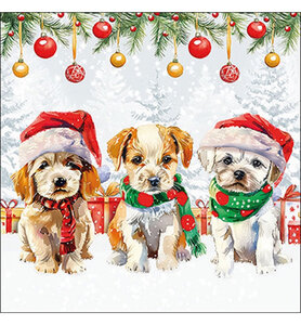 FUNNY CUTE PUPPIES – KERSTSERVETTEN VOOR EEN LACH EN EEN KNUTSELMOMENT