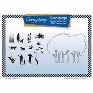Clarity Stamp Grove Trees Outline Stempelset + Mask