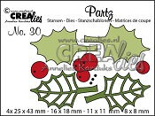 Crealies Die Cut Hulstblaadjes 25 x 43 mm en 8 x 8 mm – Perfect voor Kerstkaarten en Winterse Creaties