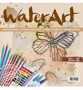 Aquarelpapier -  30.5 x 30.5 cm. - 12 vellen -  185 grams - Water Art