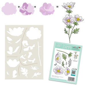 Polkadoodles Beautiful Anemone Stencil PD8755 – bouw de bloem laag voor laag op