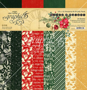 Graphic 45 Merry & Bright Patterns & Solids Paper Pad 12x12 kopen | Designpapier blok