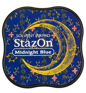 StazOn stempelinkt midi Midnight Blue – watervaste inkt voor gladde ondergronden