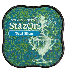 StazOn stempelinkt midi Teal Blue – watervaste inkt voor gladde ondergronden