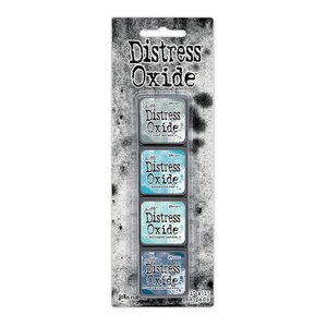 Distress Oxide Mini Ink Pads Set – Iced Spruce, Broken China, Salvaged Patina & Uncharted Mariner
