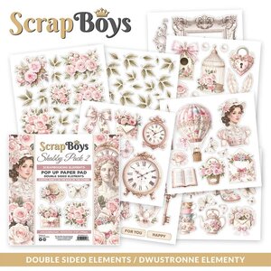 ScrapBoys Shabby Pack 2 Pop Up Paper Pad 6x6 Inch – Dubbelzijdig Scrapbooking Papier